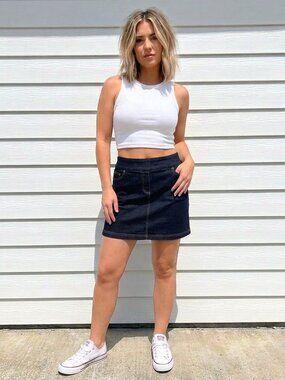 Reitmans Denim Skort Dark Wash Denim Skirt Size 9 Casual Y2K Summer Festival